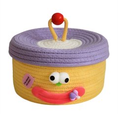 Desktop Storage Basket with Lid Woven Snack Storage Basket