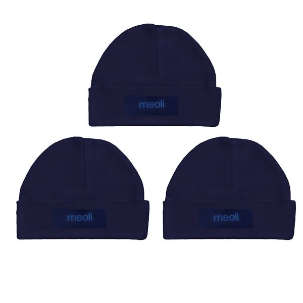 Meoli Navy 3 pack Baby Hat/Beenie