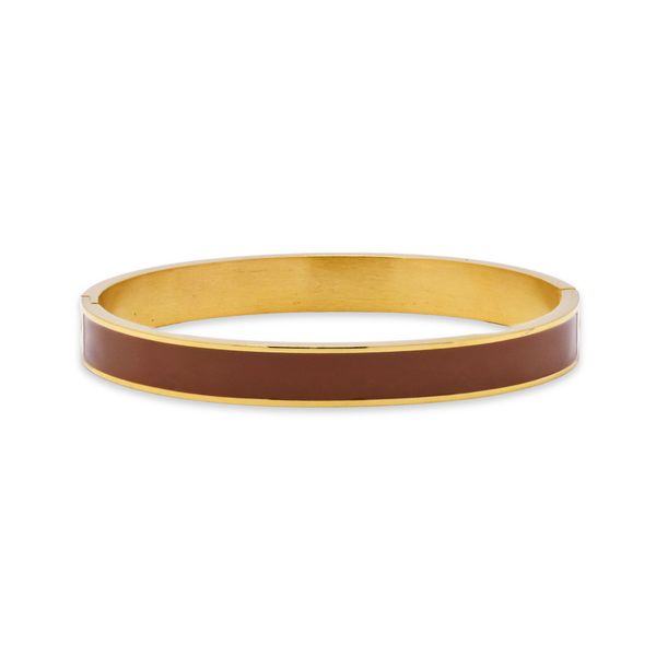 Steel My Heart Waterproof Stainless Steel Brown Enamel Bangle