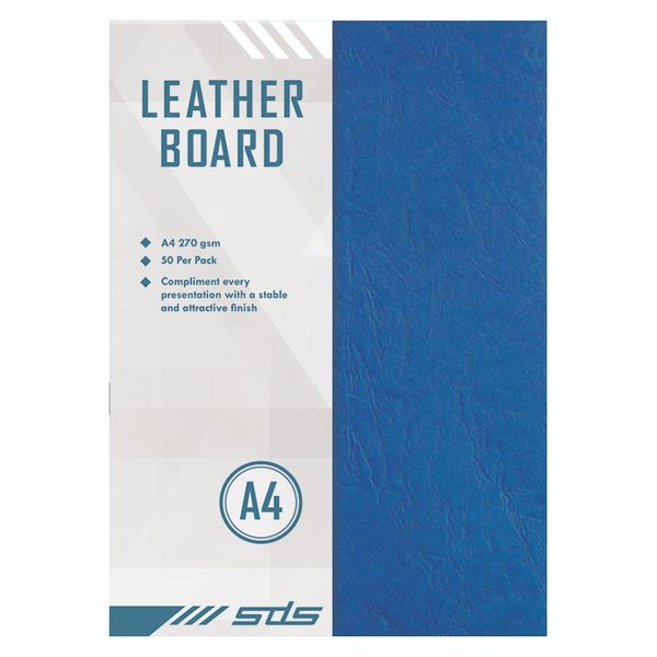 SDS Leather Grain Board Blue A4 270gsm - Pack Of 50