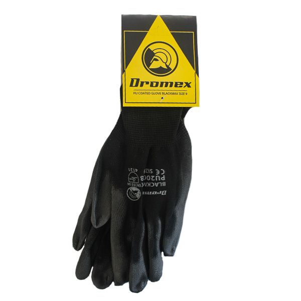 Dromex Safety Glove PU2001B Black Size 10 x12 Pack