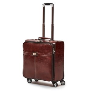 Hazlo Faux Leather Trolley Cabin Laptop Briefcase Bag - Brown