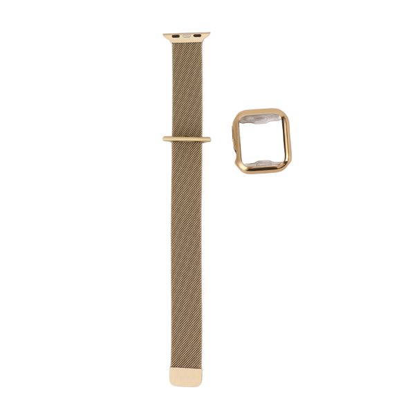 Watch Band with Screen Protector Case For for IWatch 7 40mm 2 Section Gold