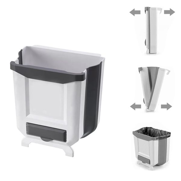 Trash Can,Foldable Waste Bin for Kitchen,Collapsible Hang Small Garbage Can
