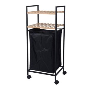 Two Tier Bathroom Shelf with Laundry Basket