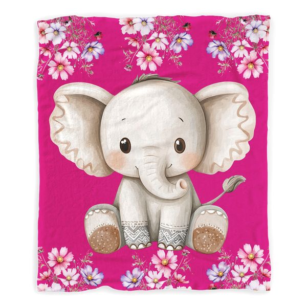 Baby Elephant Pink Baby Fleece Blanket