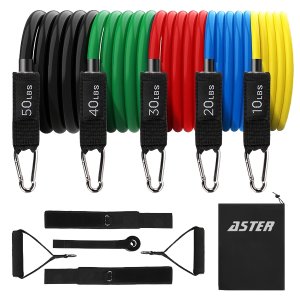 Aster - Resistance Exercise Bands for Home and Gym Workout 11 Piece Set