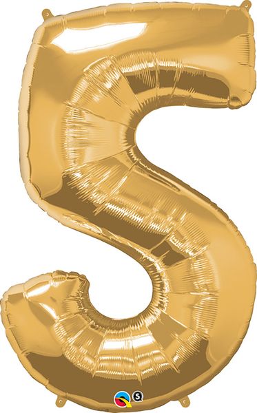 34inch Foil Balloon Number 5 Metallic Gold