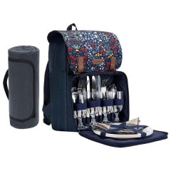 Picnic Backpack Set 4 Persons, With Full Set Cutlery, Waterproof Picnic Mat