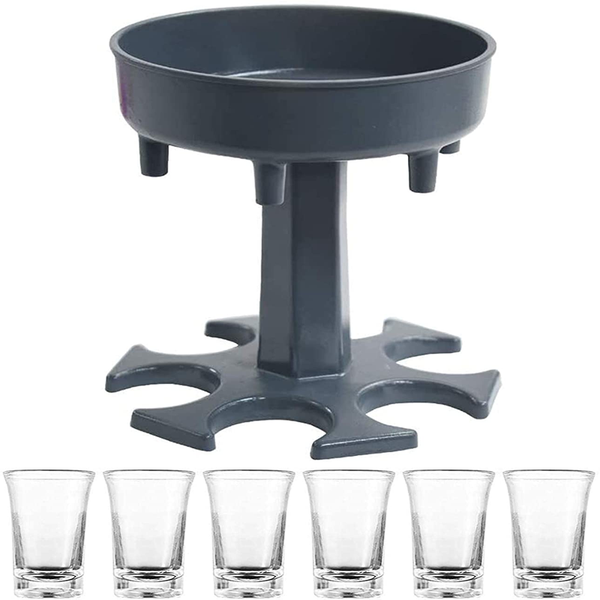 6 Shot Glass Dispenser Holder - Dispenser Rack (Grey)
