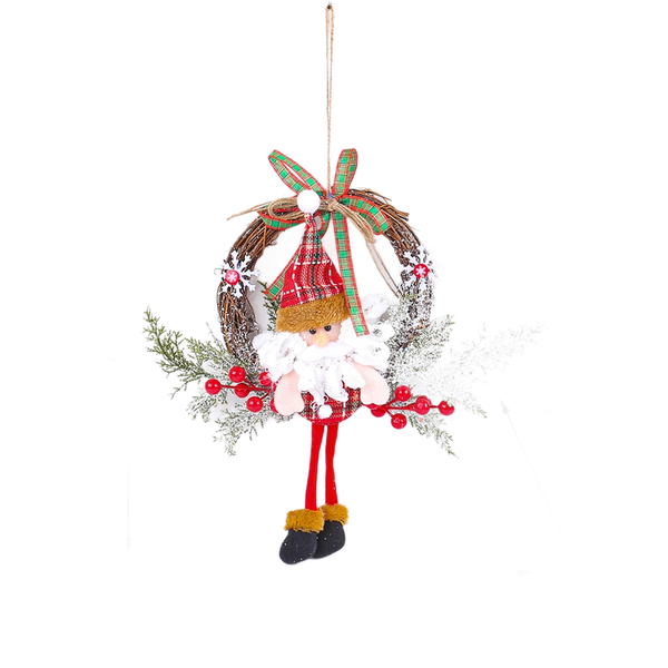 Santa Claus Decoration Wreath Door Hanging Pine Needle Ornament