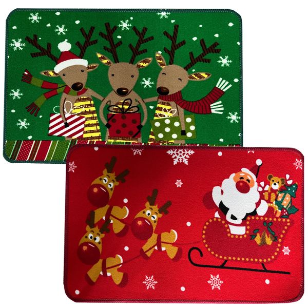 Home Décor Classic Holiday Christmas Themed Doormat Rug Carpet Set of 2 New
