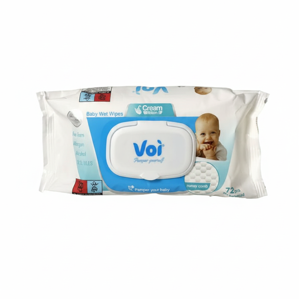 Voi Cleansing Wet Wipes 72 Piece 16x19cm Honeycomb Design - 2 Pack