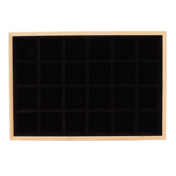 24-Grid Black Jewelry Organizer Tray for Rings, Earrings, Necklaces