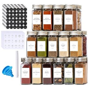 36 Pcs Spice Jar Containers with Labels Shaker Lids Pen Funnel Aluminum Lid
