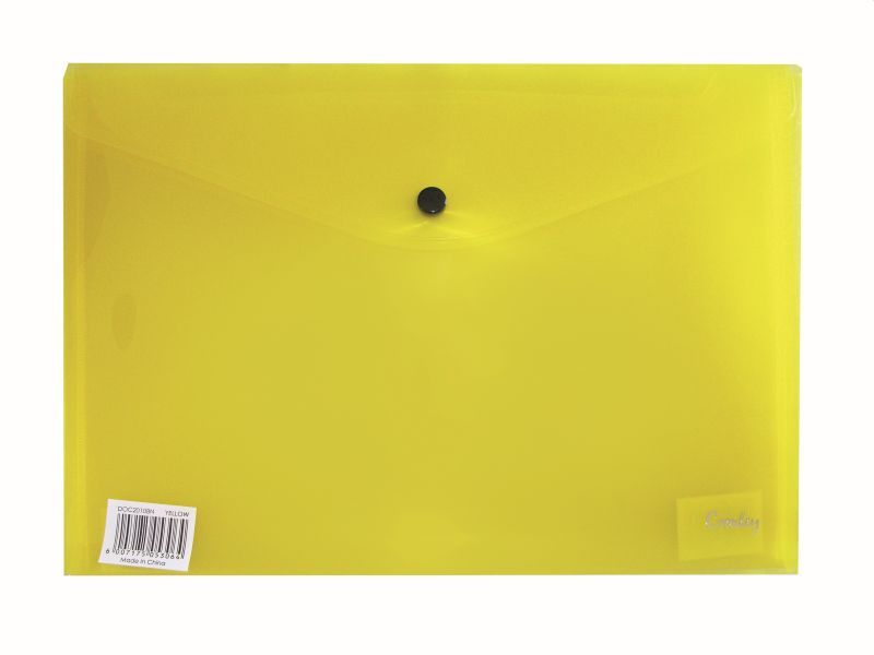 Croxley A4 Document Envelope with Button - Yellow (Pack of 12)