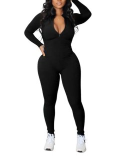 ZIP UP Ribbed Jumpsuit