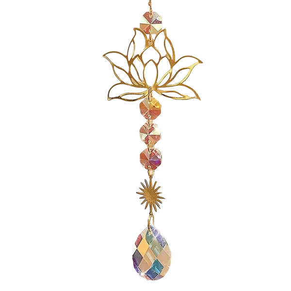 Metal Sun Catcher - Lotus Prism Crystal for Window Decor &amp; Gifts