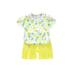Yellow Toddler Girl Summer/Short Sleeve Pajama Set with Pineapple Print