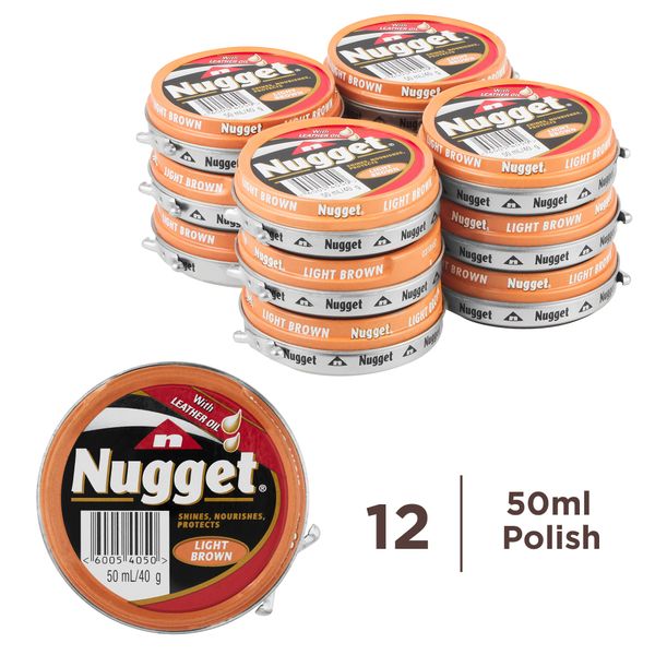 Nugget 12X50ml, Leather Shoe Polish, Light Brown
