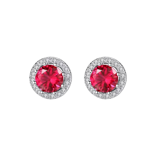 Earrings Red Ruby Stud
