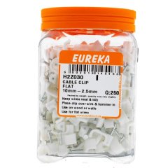 EUREKA Cable Clip Flat White 10mm-2.5mm Q:250 H2Z030