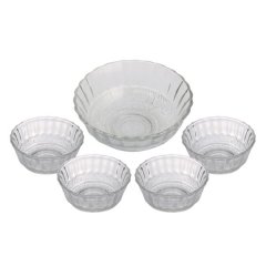 ASTER - Premium 5-Piece Glass Pudding Set (1 Large + 4 Small Bowls)