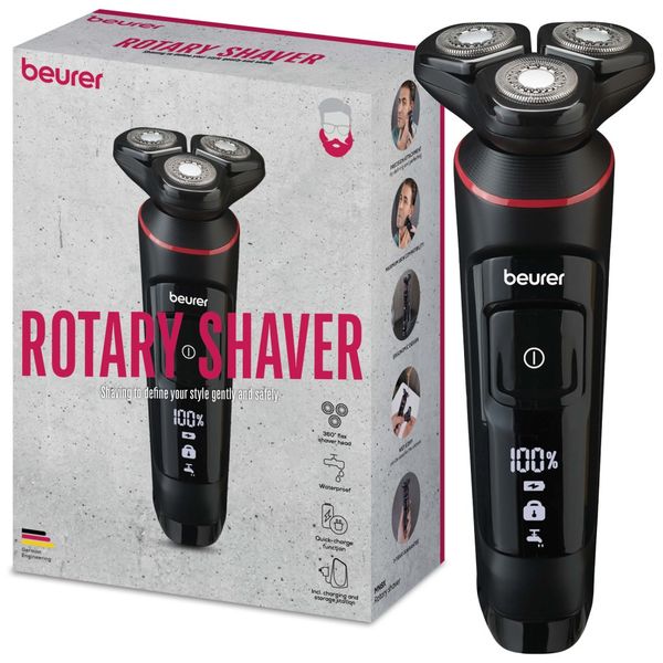 Beurer Electric Shaver: Flexible Rotary Head, Wet &amp; Dry, Rechargeable MN8X