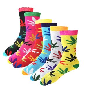 PagerYani Mens Socks - 6 Pairs Funky Cannabis Happy Socks