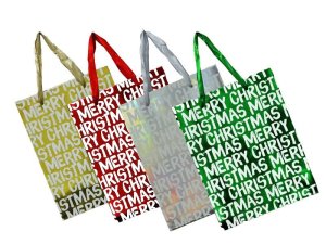 4PC Small Metallic Christmas Gift Bags - 18x8x23cm