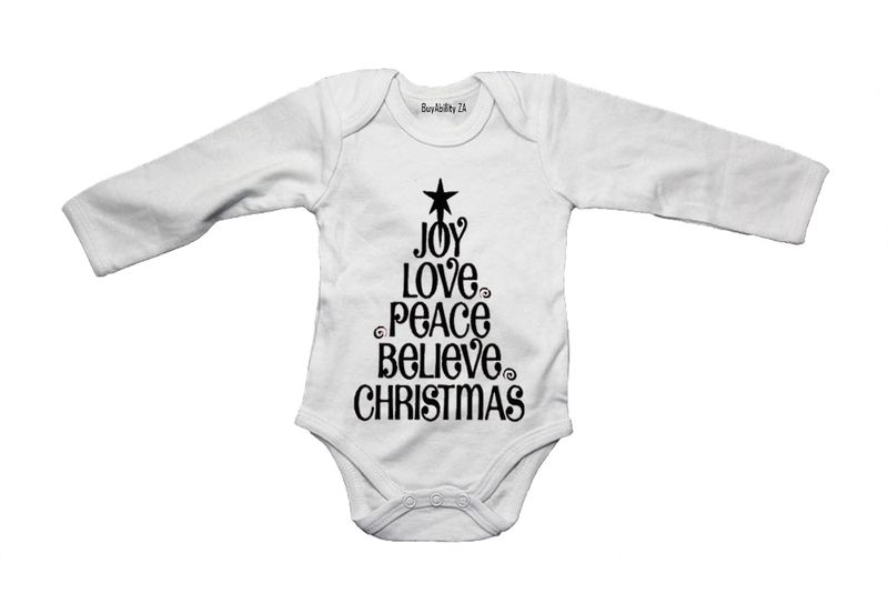 Joy - Love - Peace - Christmas Tree! - Long Sleeve - Baby Grow