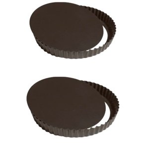 Kitchen Non Stick Quiche Pans Set Of 2 (26cm) Loose Bottom