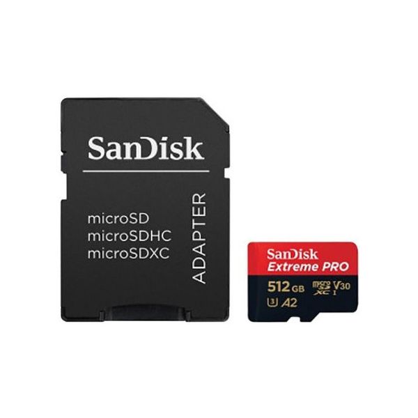 Extreme Pro microSDXC 512GB + SD Adapter (170MB/s) A2 C10 V30 UHS-I U3