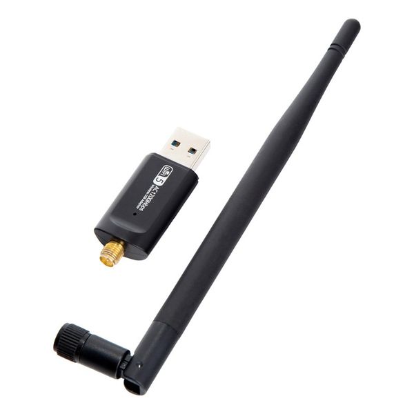 WiFi 5 USB Adapter 1200M-5DB Dual Band External Network Card Black