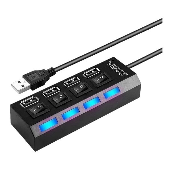 4-Port USB 2.0 Hub Splitter with Power Adapter and 30CM Cable