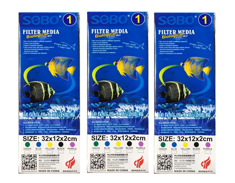 SOBO Biological Filter Mat 3-Pack (4 Mats) - 32x12x2cm Aquarium Filter