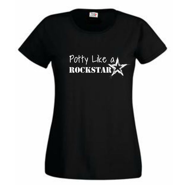 Think Out Loud Ladies "Potty Like a Rockstar" Short Sleeve Tshirt Black