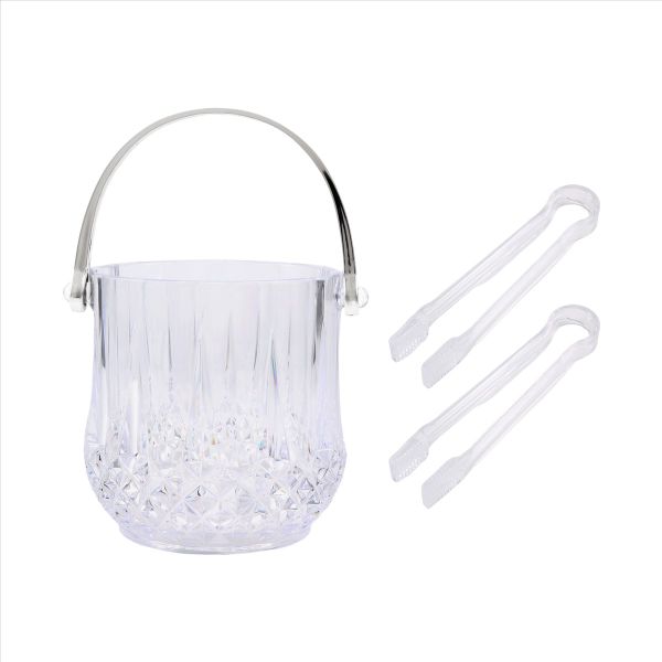Ice Bucket Plastic Ice Bucket with Handle Acrylic-Transparent
