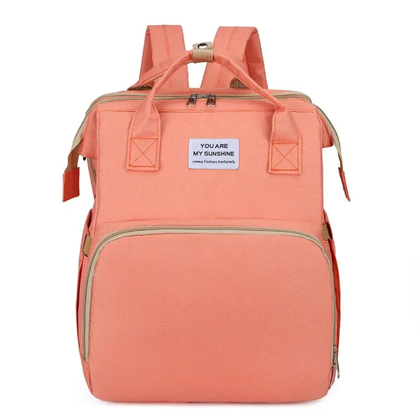 Multifunctional Diaper Bag Folding Bed Pink