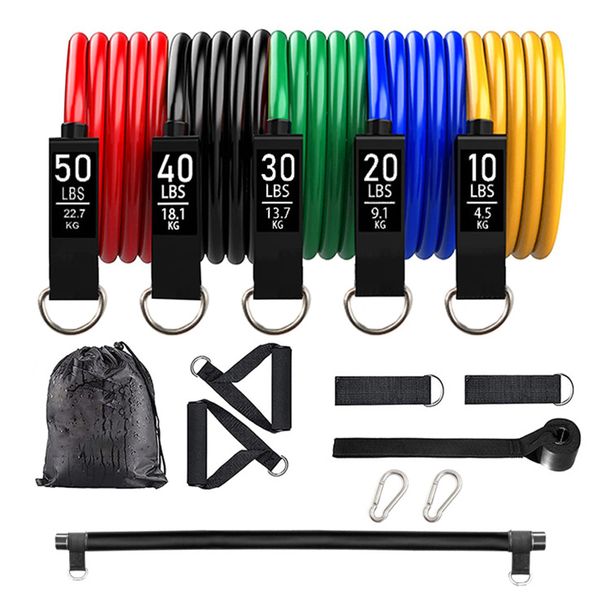 Heavy Duty Resistance Band Set Elastic Cords Yoga Latex Home Gym - 11 Pieces