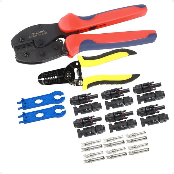 Solar Crimping Kit, Wire Stripper, Cutter, Connectors, 2.5/4.0/6.0mm