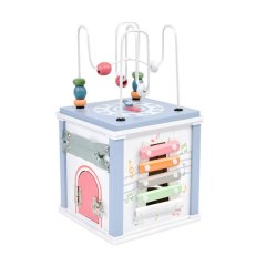 Wooden Busy Cube - 8-in-1 Montessori Activity Toy with Motor Skills Board