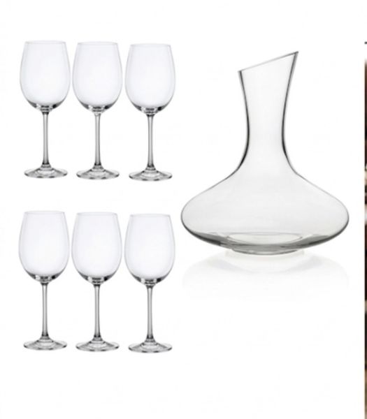 Glass Decanter &amp; 6-Wine Glass Set