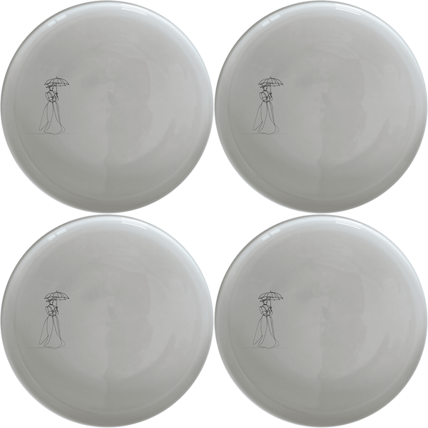 Victorian Woman Umbrella Side Plate Set of 4 - Range 1