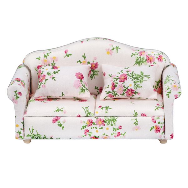 1/12 Scale Dollhouse Sofa With 2 Seat Sofa For Furniture Dollhouse