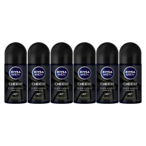 NIVEA MEN DEEP Anti-perspirant Roll-On Deo with Active Charcoal, 6x50ml