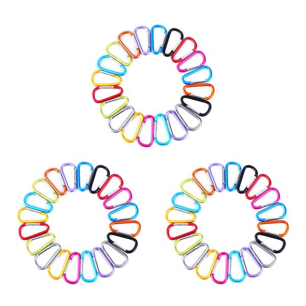 60Pcs D-Ring Locking Carabiner Keychain Outdoor Camping Buckle