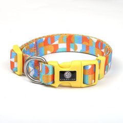 Yellow Cat Collar with Fun Geometric Design