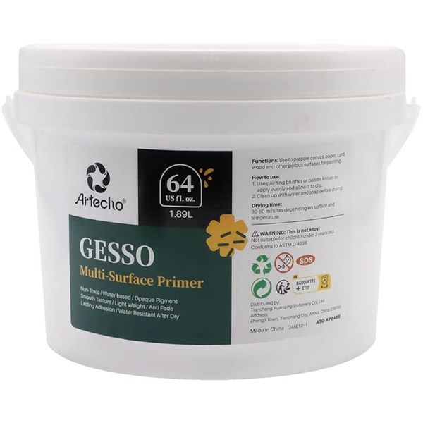 Artecho Gesso Multi-Surface Primer for Acrylic &amp; Oil Painting - 1.89 litre