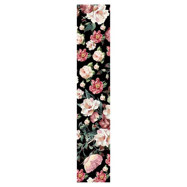 Simple Flowers on Black Table Runner